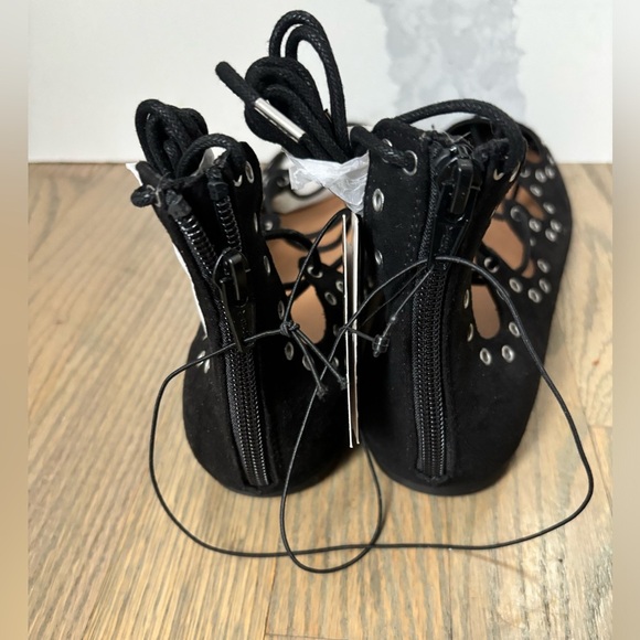 NWT DV by Dolce Vita Black Faux Suede Ballet Flats Ghillie Lace Up Size 10 - Picture 9 of 9